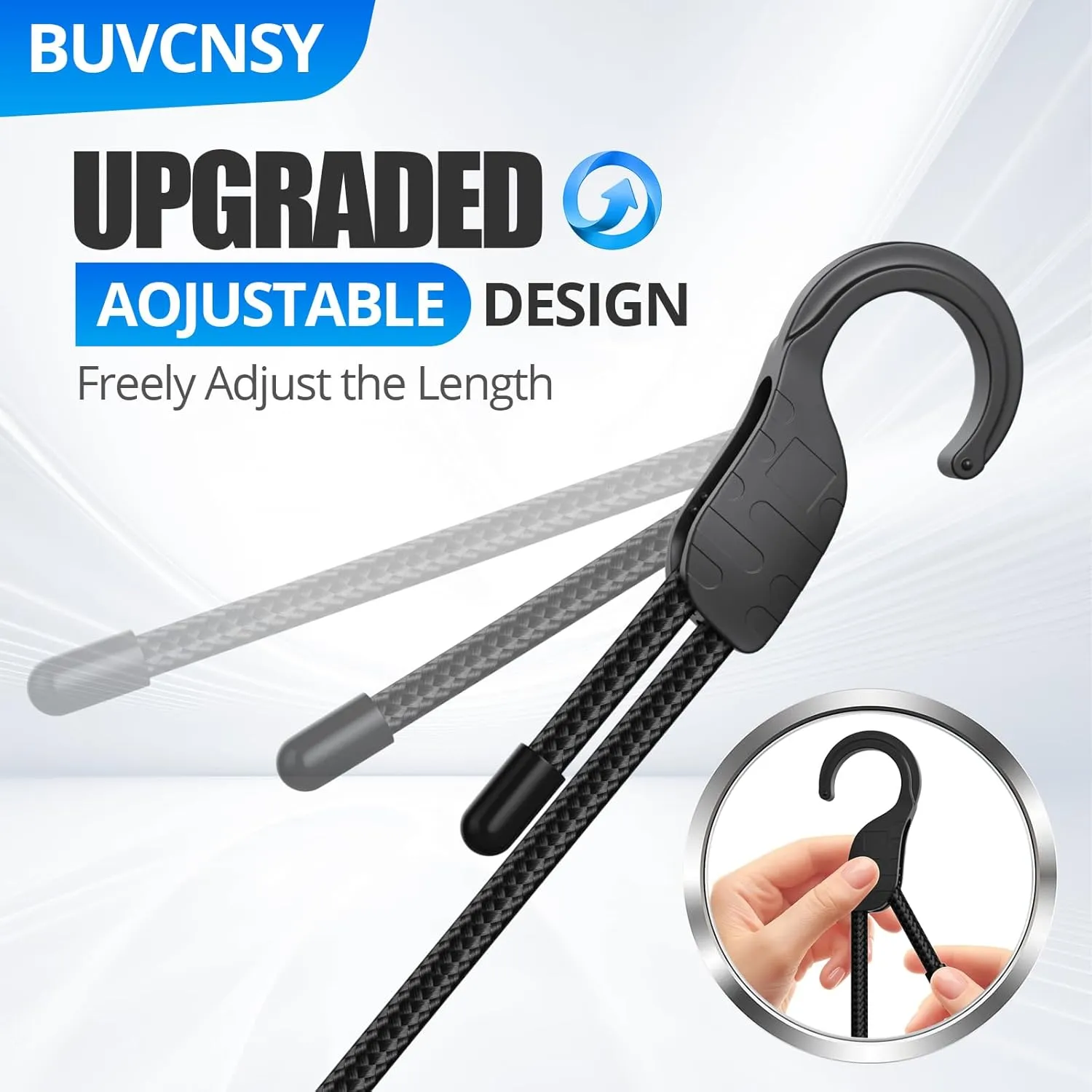 24" 48" Adjustable Bungee Cords with Hooks, Heavy Duty Outdoor 6 Pack Black, Length-Adjustable Design, UV-Resistant Elastic Straps for Cargo, Camping, Tents, Bikes, Luggage, etc