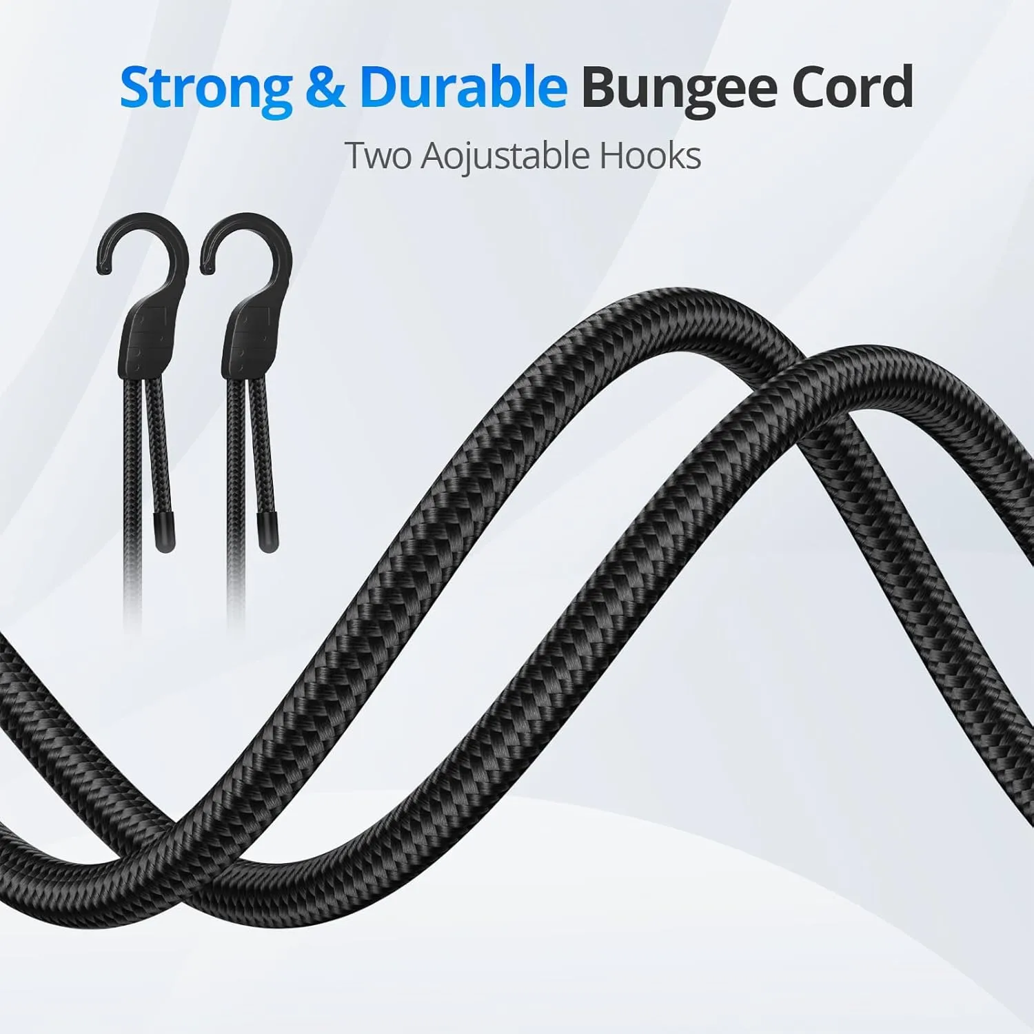 24" 48" Adjustable Bungee Cords with Hooks, Heavy Duty Outdoor 6 Pack Black, Length-Adjustable Design, UV-Resistant Elastic Straps for Cargo, Camping, Tents, Bikes, Luggage, etc