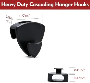 25-Piece Black Metal Coat Hanger Hooks - Space Saving Hanger Extender Hooks for Closet, Coat, Hat, Handbag, Accessories