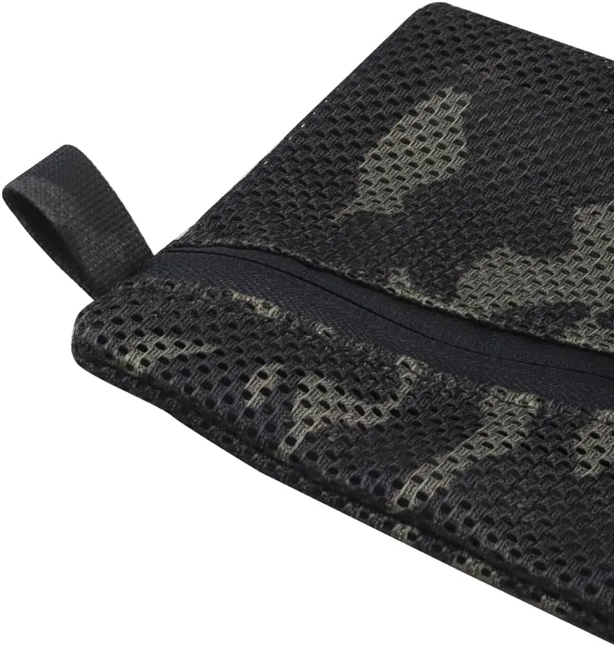 2PC Tactical Carry On Zipper Mesh Pouch, Insert Organizer Utility Admin Pouch Travel Organizer EDC Bag Toiletry Kit Set Storage Case 12X6 inch (BKCP)