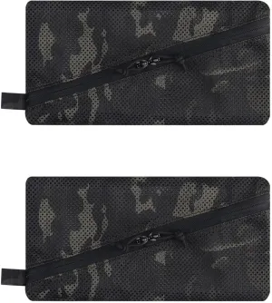 2PC Tactical Carry On Zipper Mesh Pouch, Insert Organizer Utility Admin Pouch Travel Organizer EDC Bag Toiletry Kit Set Storage Case 12X6 inch (BKCP)