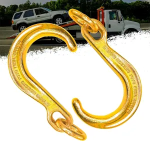 2pcs 8" Inch J Tow Hook with Link, Heavy Duty G70 Tow Axle Strap Wrecker Roll Back Clevis, J Tow Hook On Coupling Link for Tractor Truck Trailer