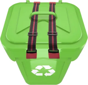2PCS Trash Can Locks Strap for Animals Metal Double Claw Garbage Can Lock Adjustable Trash Can Lid Lock Bungee Cord Belt Rope for Outdoor Raccoon Bears Dogs
