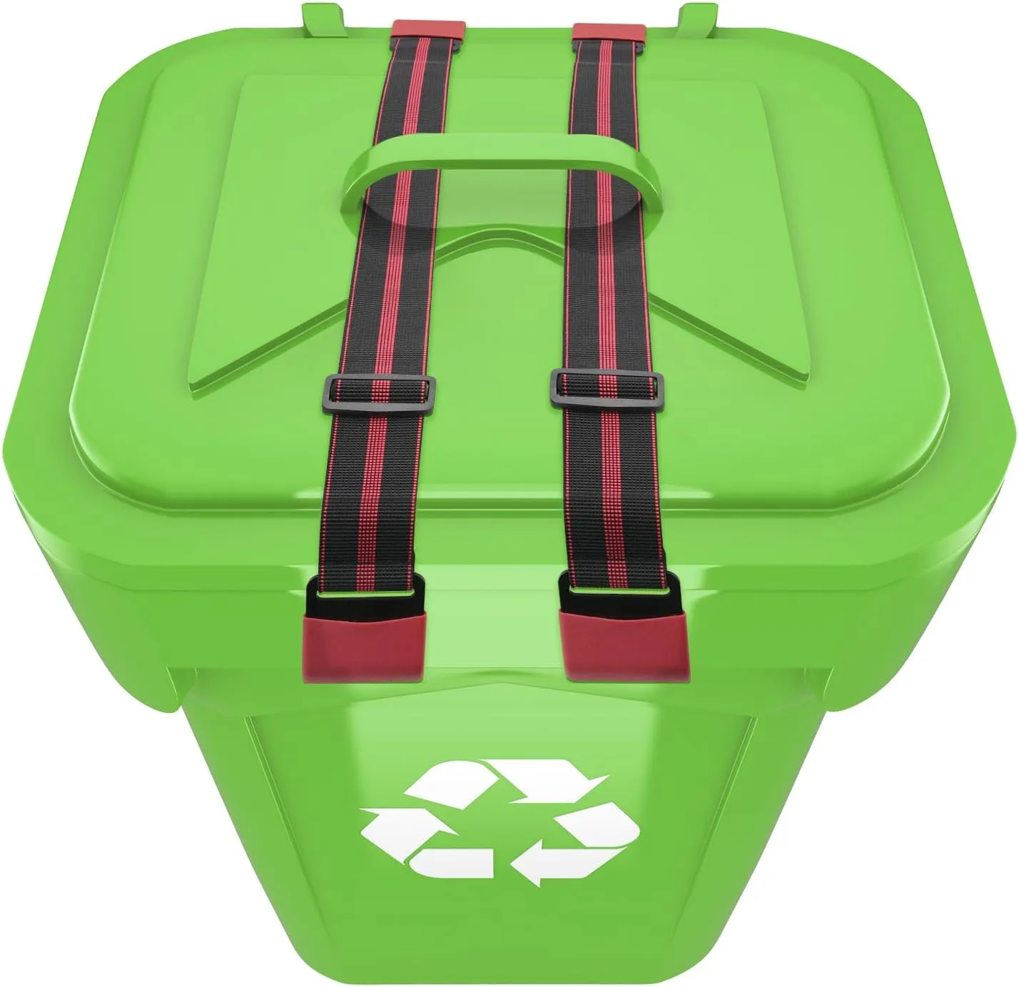 2PCS Trash Can Locks Strap for Animals Metal Double Claw Garbage Can Lock Adjustable Trash Can Lid Lock Bungee Cord Belt Rope for Outdoor Raccoon Bears Dogs