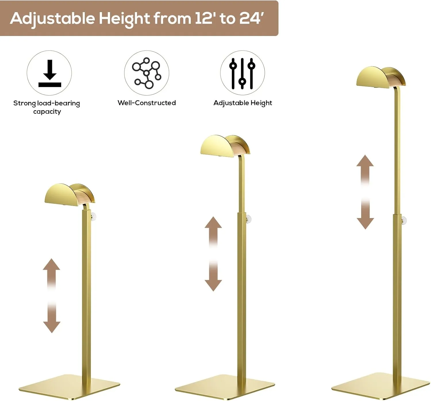 3 Pack Purse Display Stand, Adjustable Height Handbag Display Holder, Stainless Steel Bag Hanger Stand
