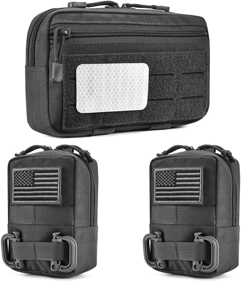 3 Pack Tactical Molle Admin Pouch, EDC Tool Pouch Bag Horizontal Modular Pouches, Utility Tool Pouch with Molle Accessories