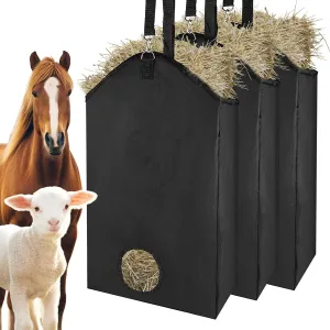 3 Pcs Hay Bags for Horse, Oxford Cloth Horse Slow Feed Hay Bags Large Capacity Hey Feeder Bag with Metal Buckle for Goats Sheep
