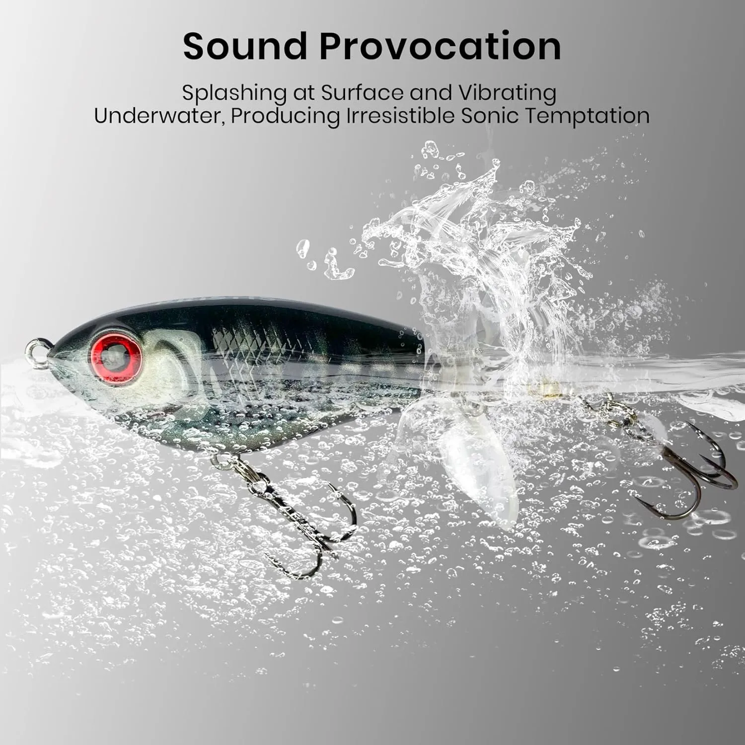 3 pcs Topwater Fishing Lures with Propellers, Plopper Hard Baits with Floating Rotating Tail, Plopping Sputter Minnow Swimbait Set Kit for Saltwater Freshwater Bass Perch Pike Muskie