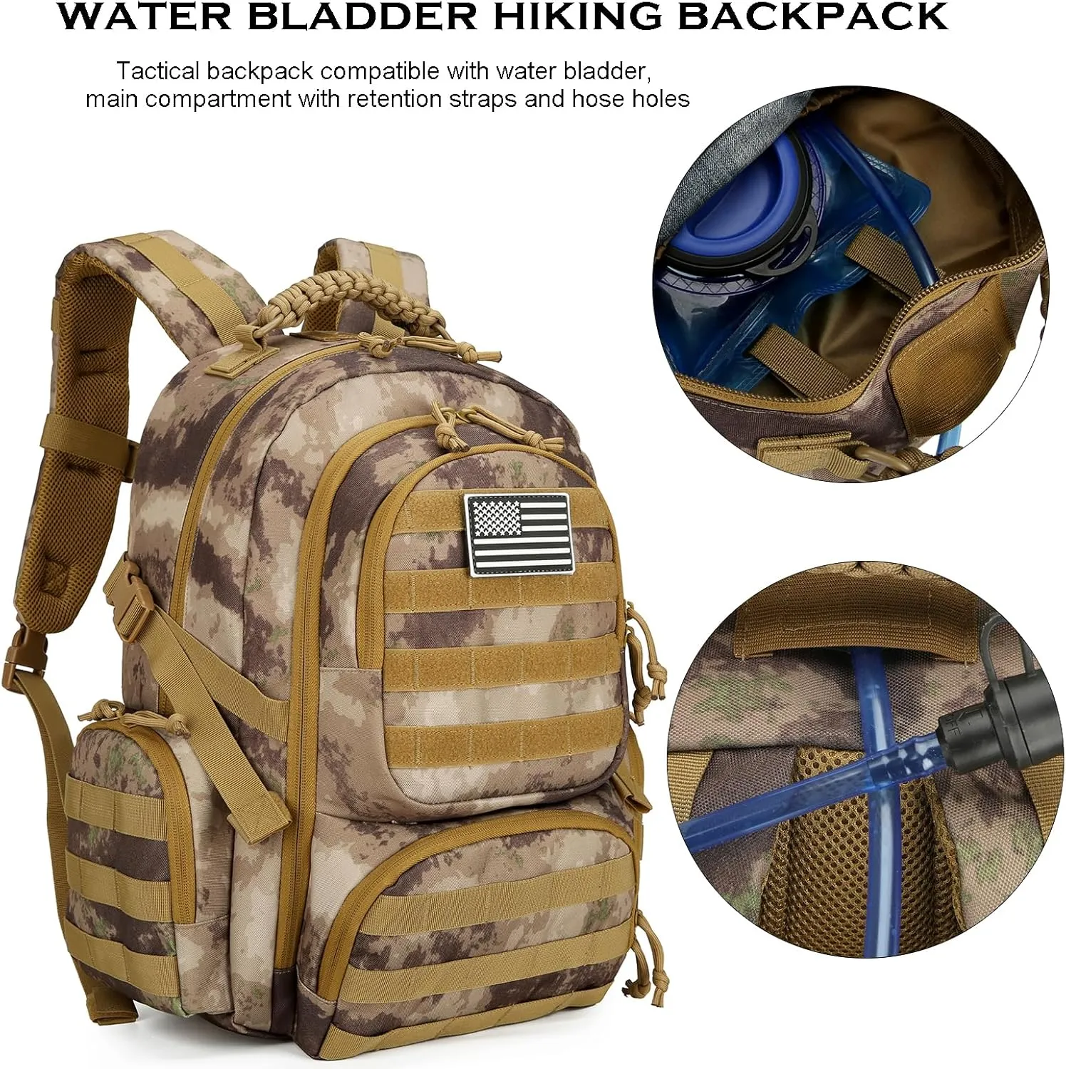 30L Military Tactical Backpack for Men 3 day Assault Pack Molle Daypack Army Hiking Rucksack (CP Camo)