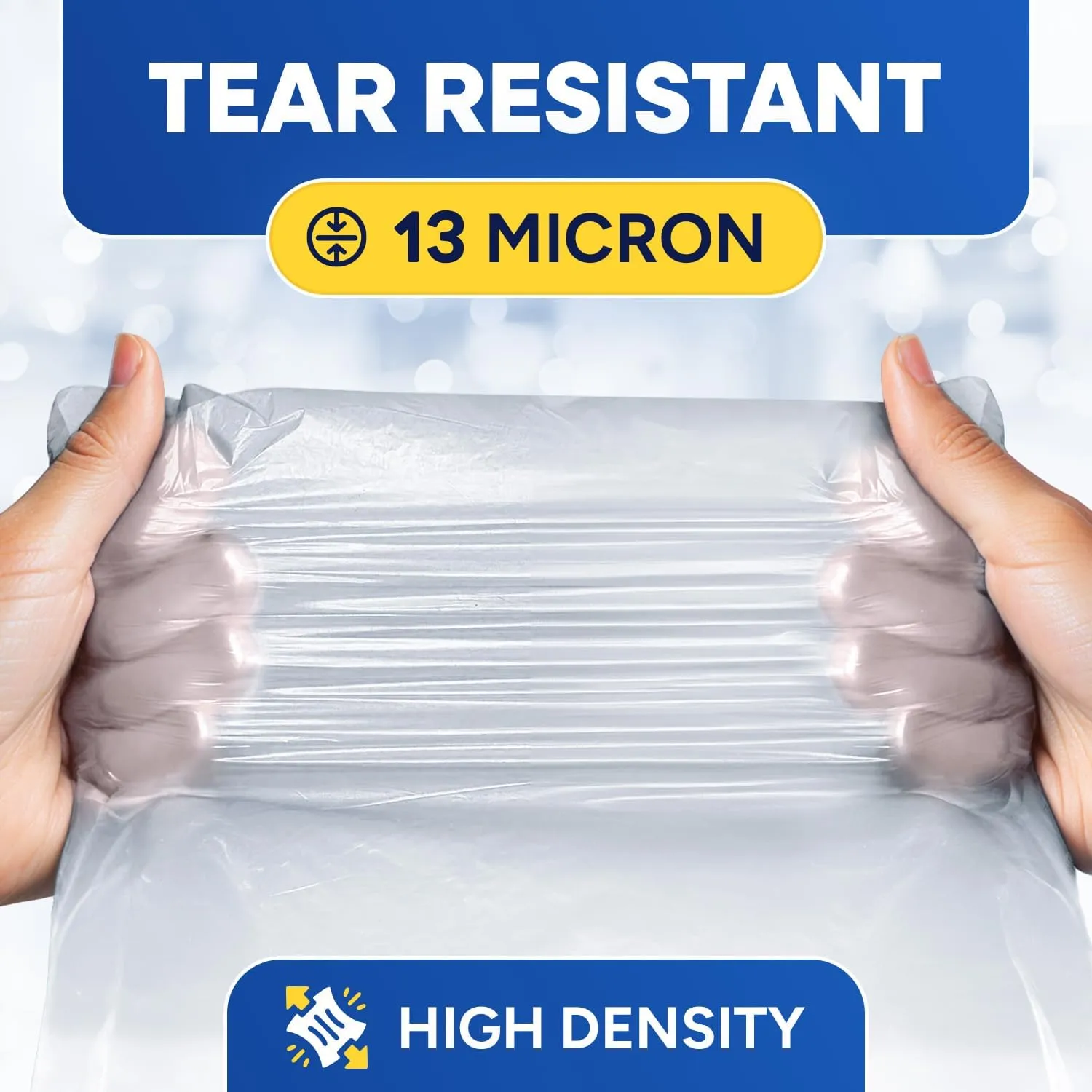 32-33 Gallon Trash Bags, Clear Trash Bags 33"W × 40"L, 13 Micron Clear Garbage Bags, 32-33 Gal High-Density Garbage Can Liners, Fits Square and Round Trash Cans, Pack of 500
