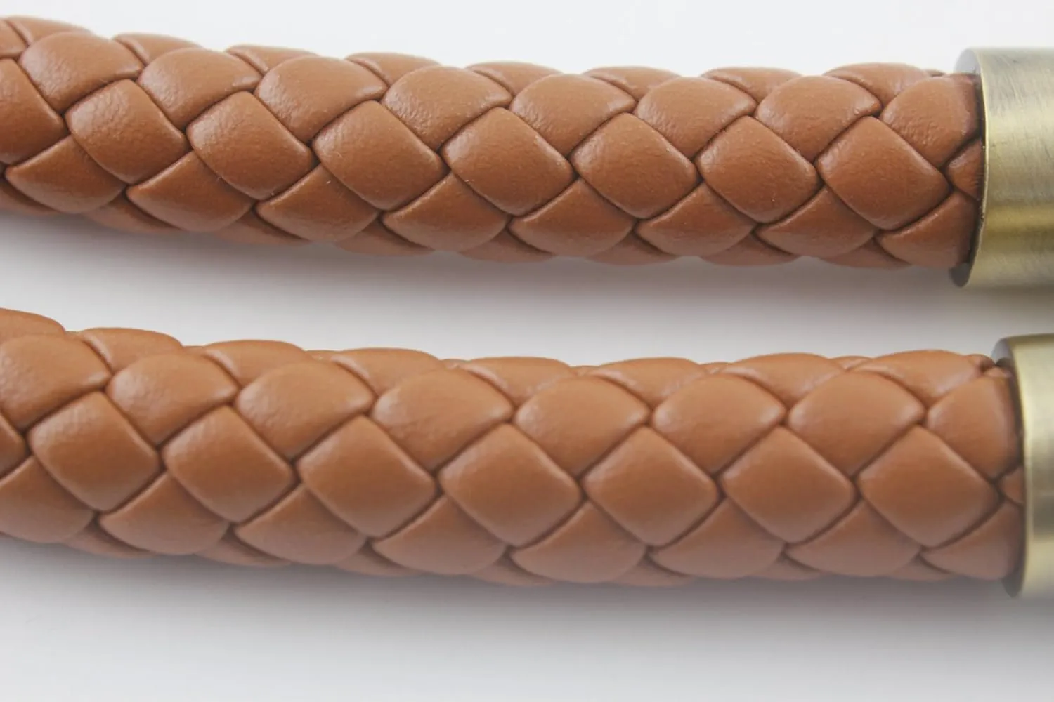 3dancraftit A Pair of Crochet Braided Faux PU Leather cope Bag Purse Handles with Anti Bronze Ring Purse Making Replacement 25" / 63.5cm Mat Brown AB55