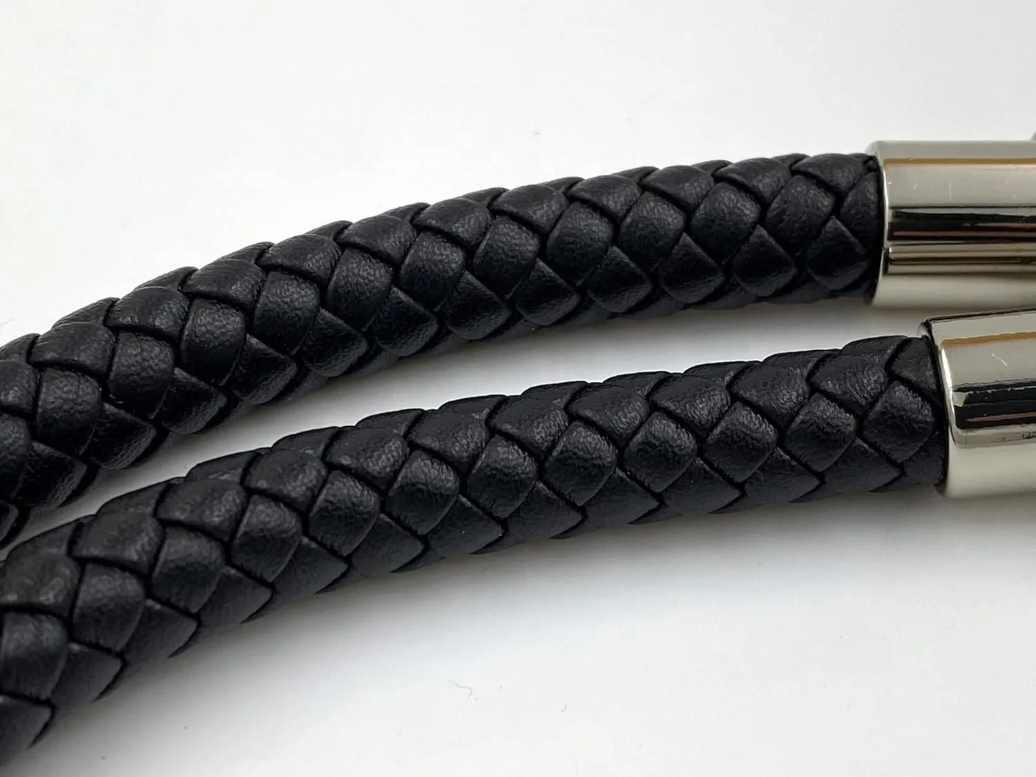 3dancraftit A Pair of Crochet Braided Faux PU Leather cope Bag Purse Handles with Nickel Hooks Purse Making Replacement 12" / 30.5cm Mat Black T166