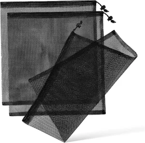3pcs Drawstring Mesh Bags Airflow Storage Pouches Boys and Girls Net Bag Ball for Mesh Laundry Pond Pump Filter