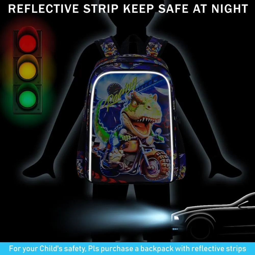 3PCS Kids Backpack for Boys, 16 Inch Dinosaur Water Resistant Preschool Bookbags, Cool Elementary Kindergarten School Backpacks and Lunch Box