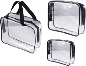 3Pcs Makeup Bags Transparent Cosmetic Pouches Durable Travel Handbag for Toiletries Makeup Jewelry School Supplies Zippered Storage for Men