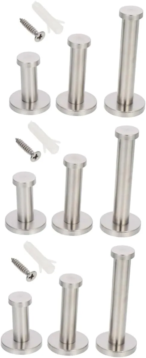 3sets 3pcs Heavy Duty Wall Mounted Hooks for Clothes Towel Handbags Stainless Steel Hangers Versatile Cylindrical Design for Bathroom Kitchen Entryway 3pcs*3