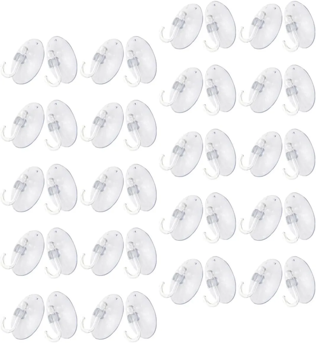 3sets 40pcs Transparent Suction Hooks Reusable Bathroom Shower Hangers for Towels Clothes Handbags and Coats Strong Adhesive Wall Hooks for Smooth Surfaces No Drilling 40pcs*3