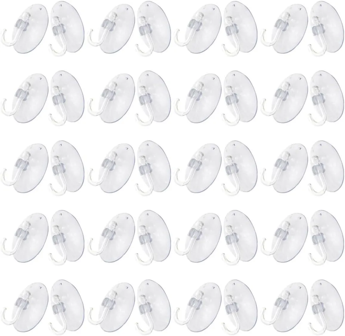 3sets 40pcs Transparent Suction Hooks Reusable Bathroom Shower Hangers for Towels Clothes Handbags and Coats Strong Adhesive Wall Hooks for Smooth Surfaces No Drilling 40pcs*3