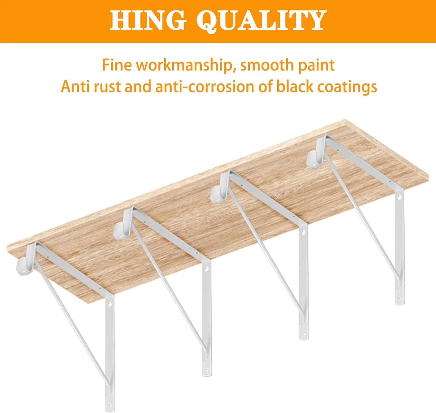 4 Pack Closet Shelf & Rod Brackets, Heavy Duty Oval Closet Rod Shelf Bracket with Rod Support, 11.8”x10” White Closet Support Bracket for Revive Your Sagging Closet Rod