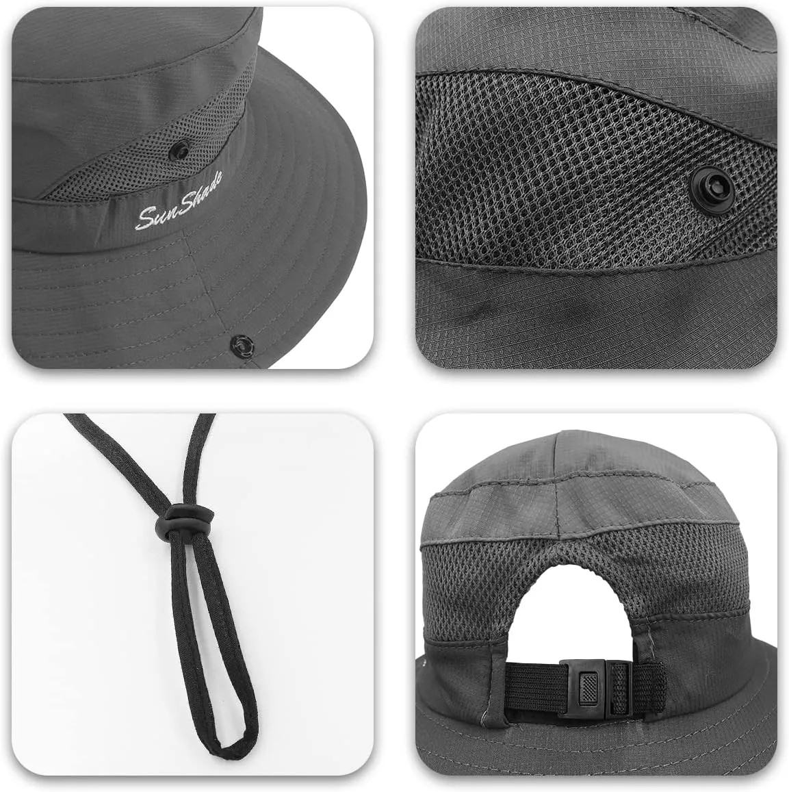 4 Pack Womens Ponytail Summer Sun Hat UV Protection Foldable Mesh Wide Brim Beach Fishing Cap