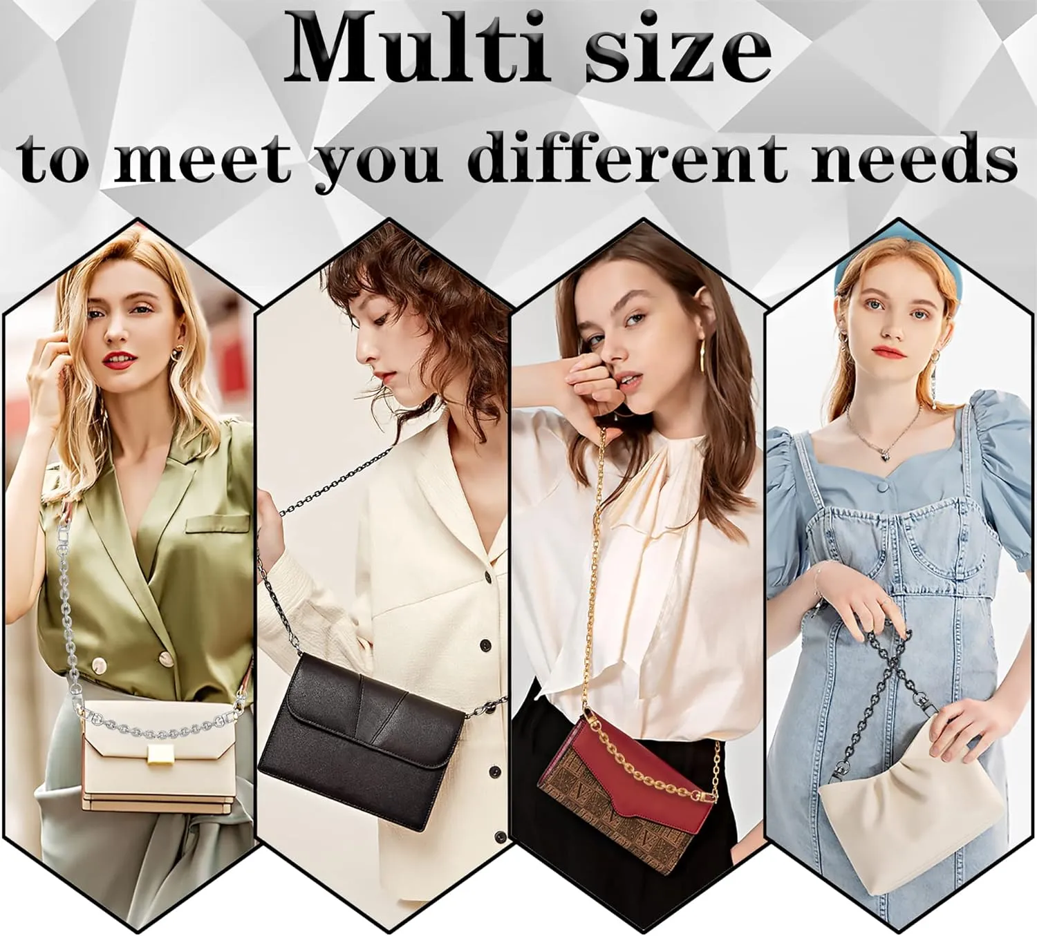 4 Pcs Different Size Purse Chain Strap Cross body Chain Strap Replacement Chain for Handbag Shoulder Bag Purse(15.7/23.6/31.5/47.2 Inches-O chain 0.28 Inch, Gold)