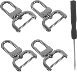 4 Pcs Metal Rectangle Rings Plastic Snaps Swivel Snap Hooks Heavy Duty Buckle Screws for Purse Strap Replacement