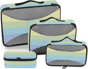 4 Pcs set organizer for closet Mesh Travel Essentials Rainbow Fresh Strips portable bags for packing