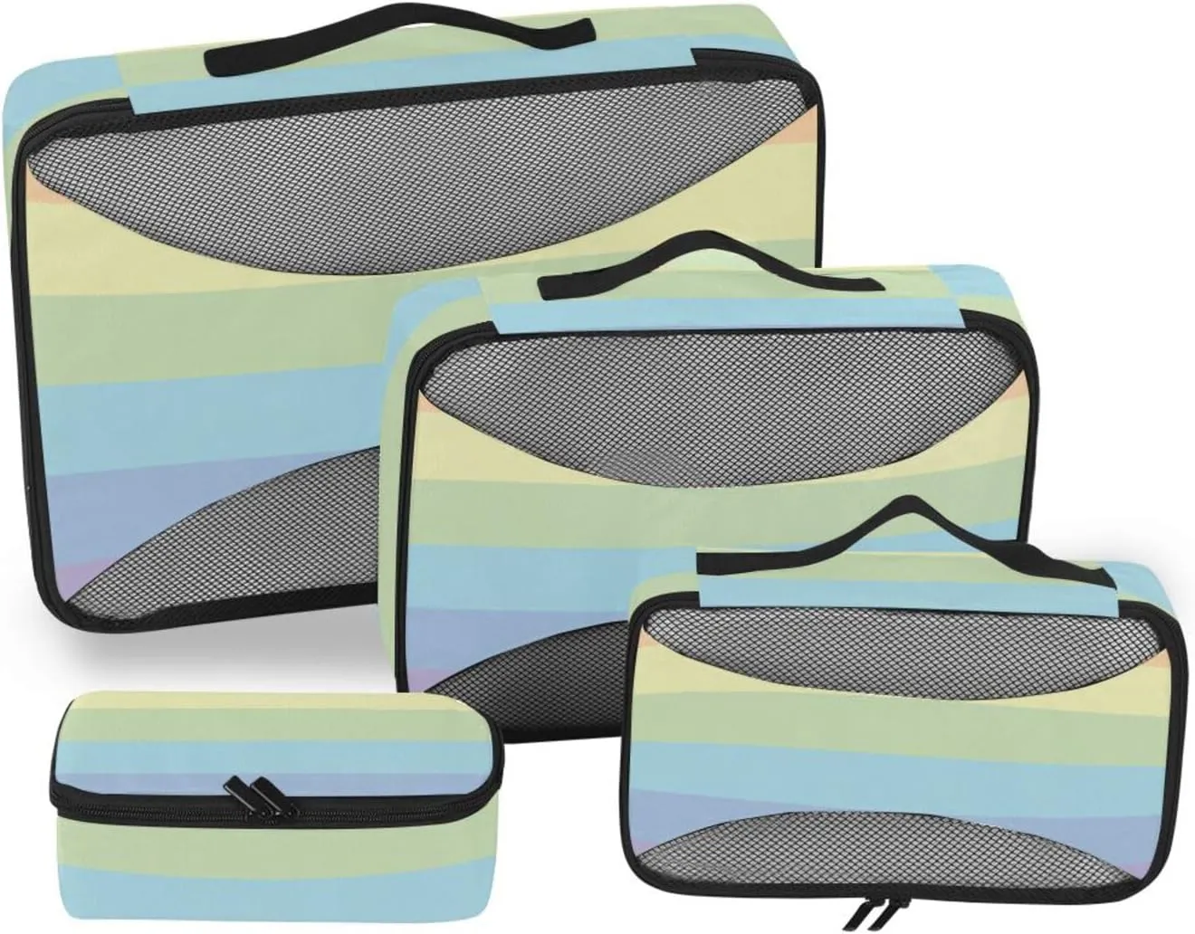 4 Pcs set organizer for closet Mesh Travel Essentials Rainbow Fresh Strips portable bags for packing