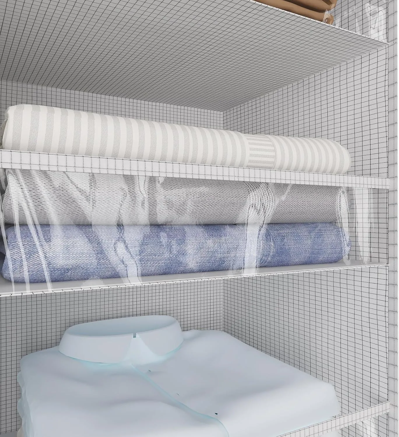 4 Shelf Hanging Closet Organizer Front Lip Design, Wider and Foldable Hanging Closet Wardrobe Storage Shelves with 4 Side Pockes, Clothes Handbag Shoes Accessories Storage, White
