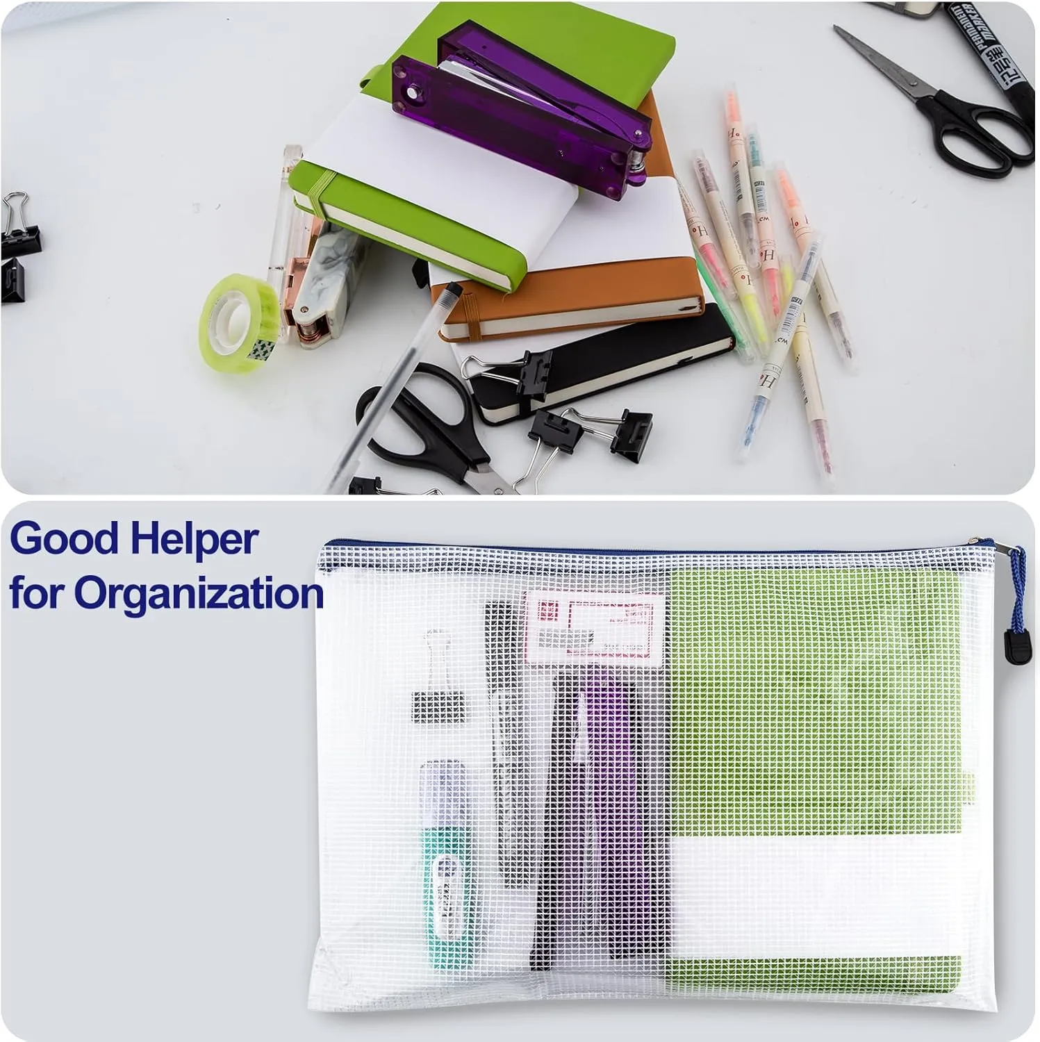 40pcs Mesh Zipper Pouch Bags, 8 Size Zipper Bags for Organizing Storage, Waterproof Zipper Pouches, File Document Bags for School, Travel,Toys, Puzzle, Board Games and Office Supplies