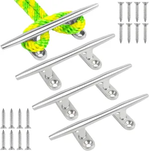 4/5/6 inch Dock Cleats - 316 Stainless Steel Boat Cleats Boat Dock Cleats,Open Base Dock Cleat with Fasteners,Marine Cleat Rope Cleat Boat Cleat for Boat/Deck/Nautical Decor(1,2,4,6,8 Pack)