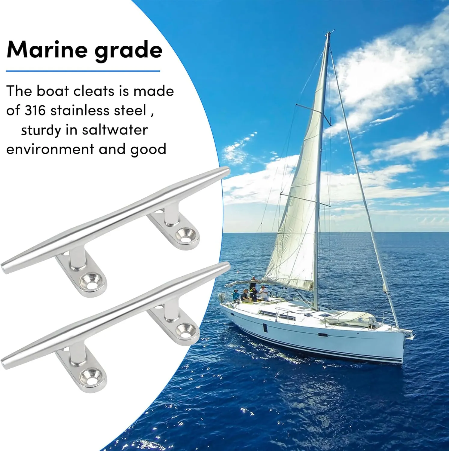 4/5/6 inch Dock Cleats - 316 Stainless Steel Boat Cleats Boat Dock Cleats,Open Base Dock Cleat with Fasteners,Marine Cleat Rope Cleat Boat Cleat for Boat/Deck/Nautical Decor(1,2,4,6,8 Pack)