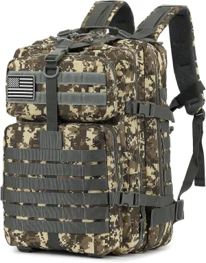 45L Military Tactical Backpack for Men Women, 3 Day Assault Pack Army Camping Molle Bag Hiking Backpacks (ACU Camo)