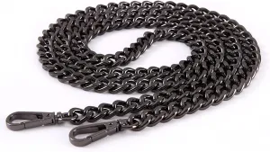 47'' Light Metal Crossbody Purse Chain Straps Replacement for Bag Handbag (Black)