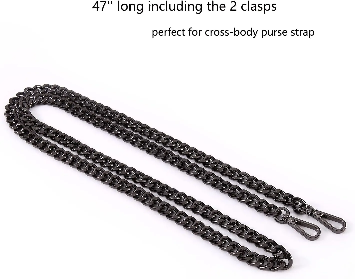 47'' Light Metal Crossbody Purse Chain Straps Replacement for Bag Handbag (Black)