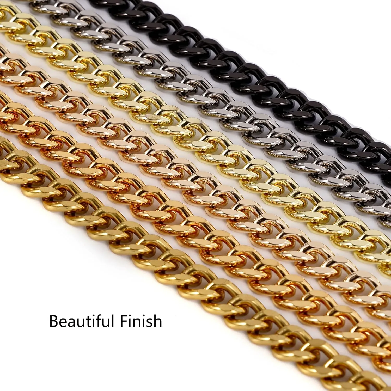 47'' Light Metal Crossbody Purse Chain Straps Replacement for Bag Handbag (Black)
