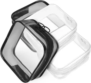 4Pcs Transparent Zipper Pouches Makeup Bag Organizer for Travel Shape Clear Storage Bags with Double Zipper Design for Home Office and Vacation Use