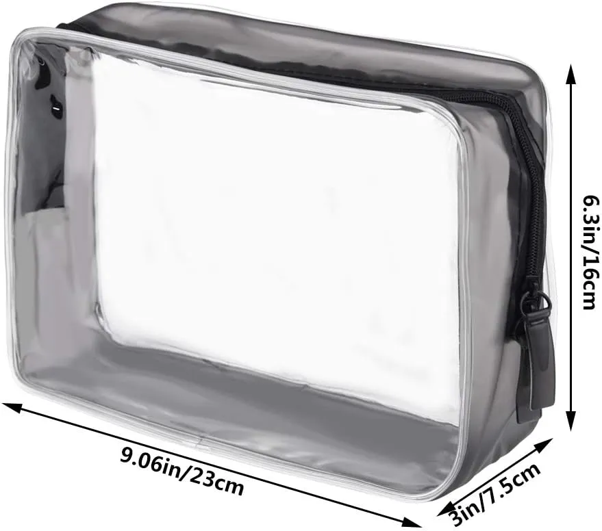 5 Packs Clear Cosmetics Bag TSA Approved, Wobe PVC Zippered Toiletry Carry Pouch Portable Makeup Bag for Vacation Travel, Bathroom and Organizing Waterproof Makeup Vinyl Case (Large, Transparent)