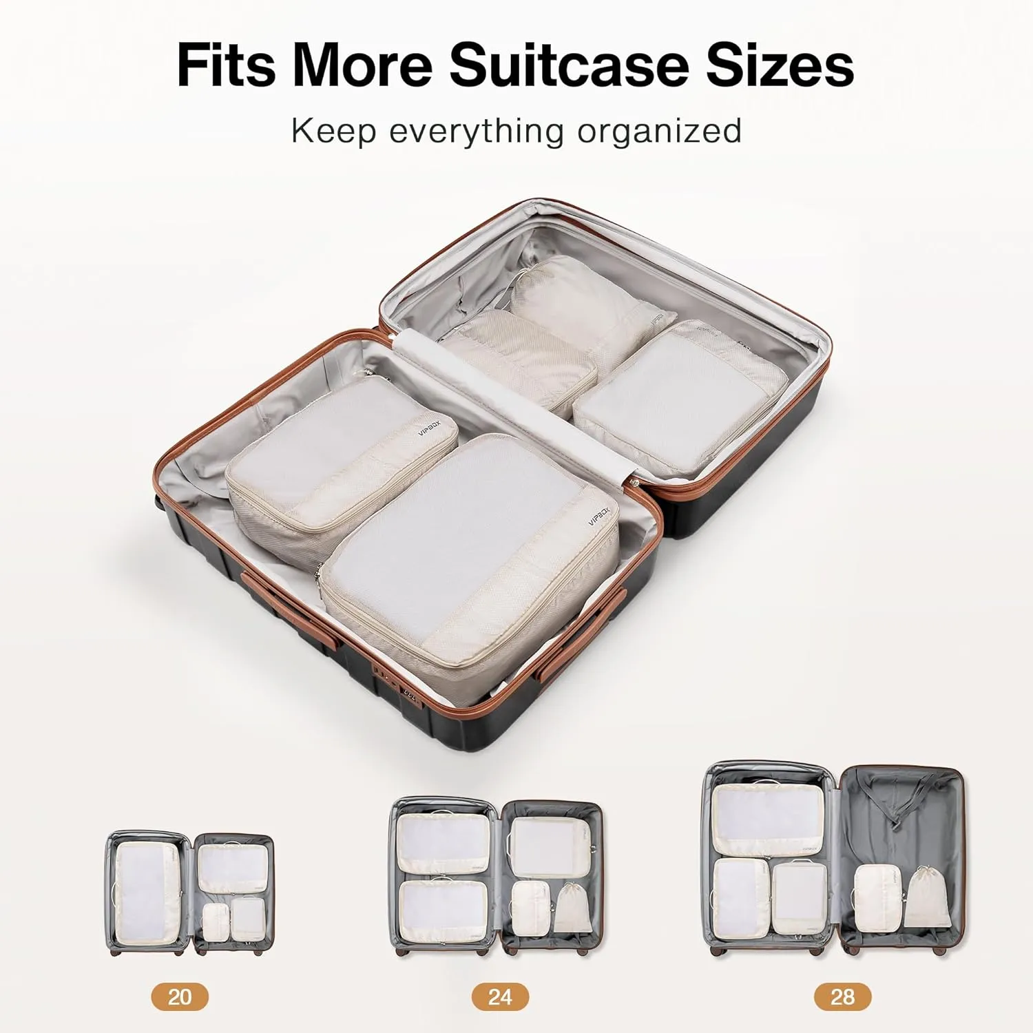 5 Set Packing Cubes Travel for Luggage Durable Suitcases Organizer Bags Lightweight Airplane Travel Vacation Essentials Accessories for Carry on (Cream)