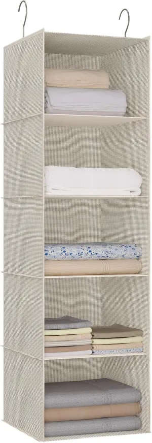 5-Shelf Hanging Storage Closet Organizer, Linen Rv Storage and Organization for Wardrobe, Inside, Camper Accessories, Nursery, Baby Room