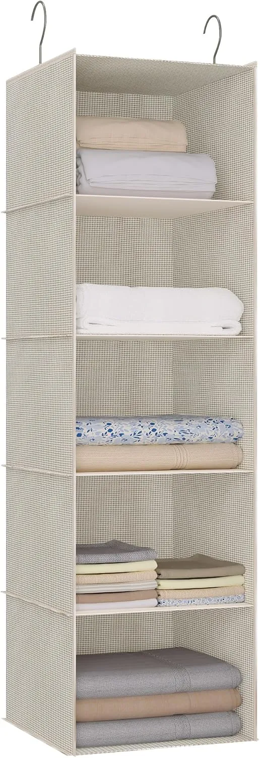 5-Shelf Hanging Storage Closet Organizer, Linen Rv Storage and Organization for Wardrobe, Inside, Camper Accessories, Nursery, Baby Room