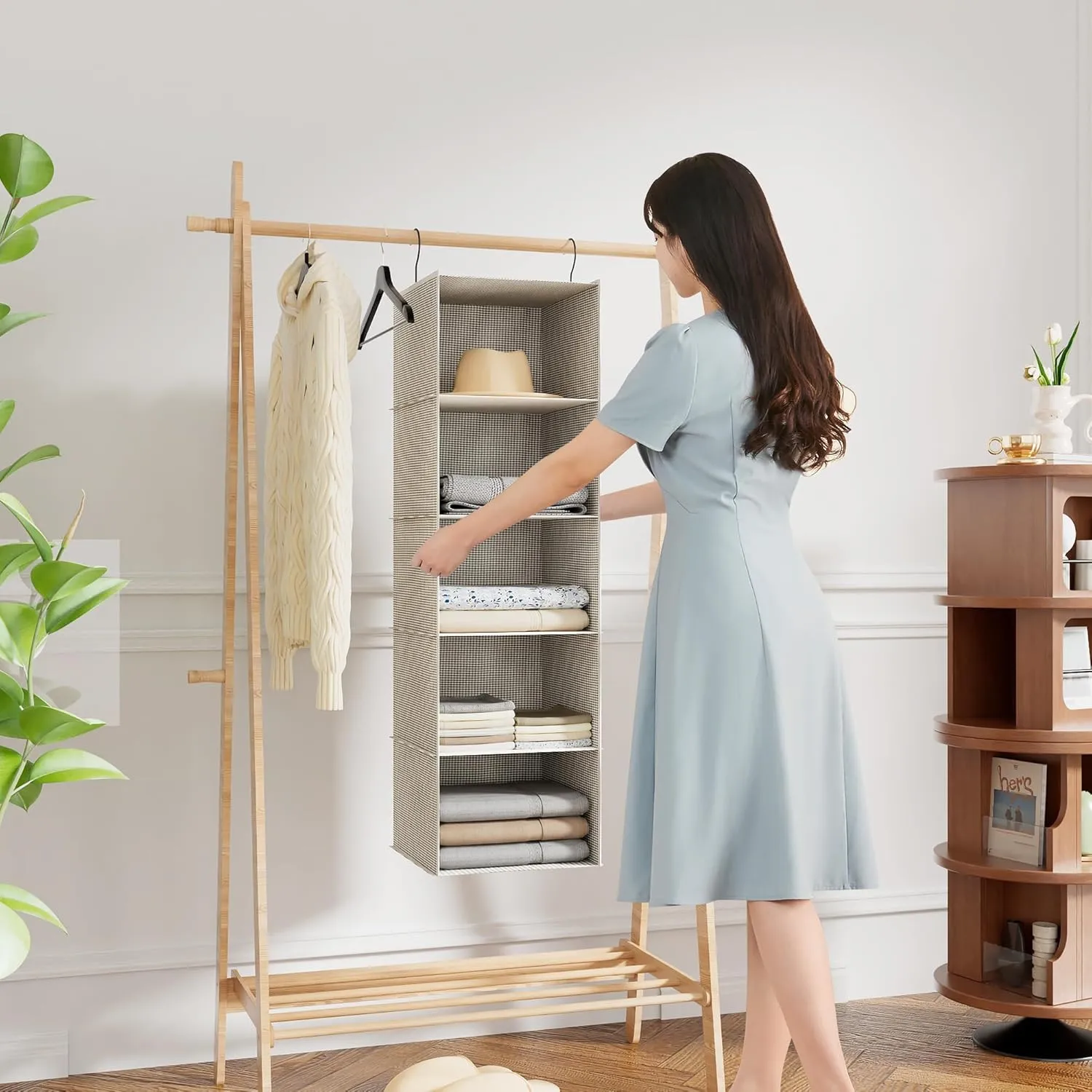 5-Shelf Hanging Storage Closet Organizer, Linen Rv Storage and Organization for Wardrobe, Inside, Camper Accessories, Nursery, Baby Room