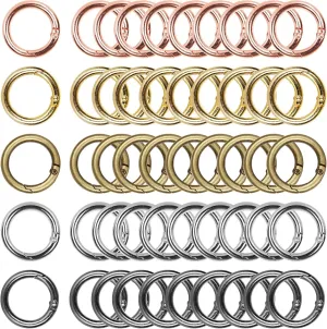 50Pcs Spring O Rings Round Carabiner Snap Clip, 28MM Zinc Alloy Spring Round Keychain Key Ring Clips, Spring O Ring for Key Chains, Bag, Purse, Handbag and Craft DIY Accessories(5 Colors)