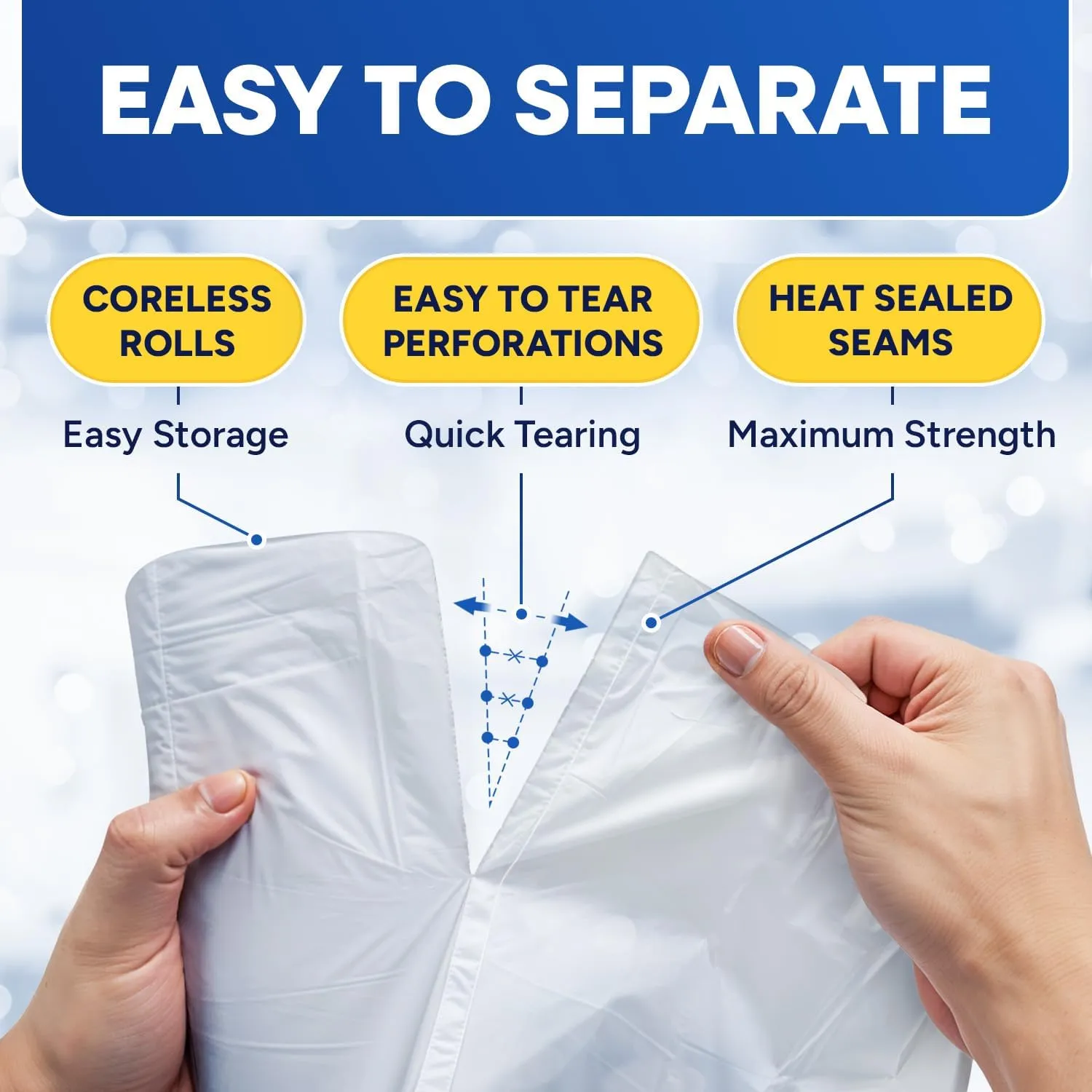 56 Gallon Trash Bags, Clear Trash Bags 43"W × 47"L, 16 Micron Clear Garbage Bags, 56 Gal High-Density Garbage Can Liners, Fits Square and Round Trash Cans, Pack of 150