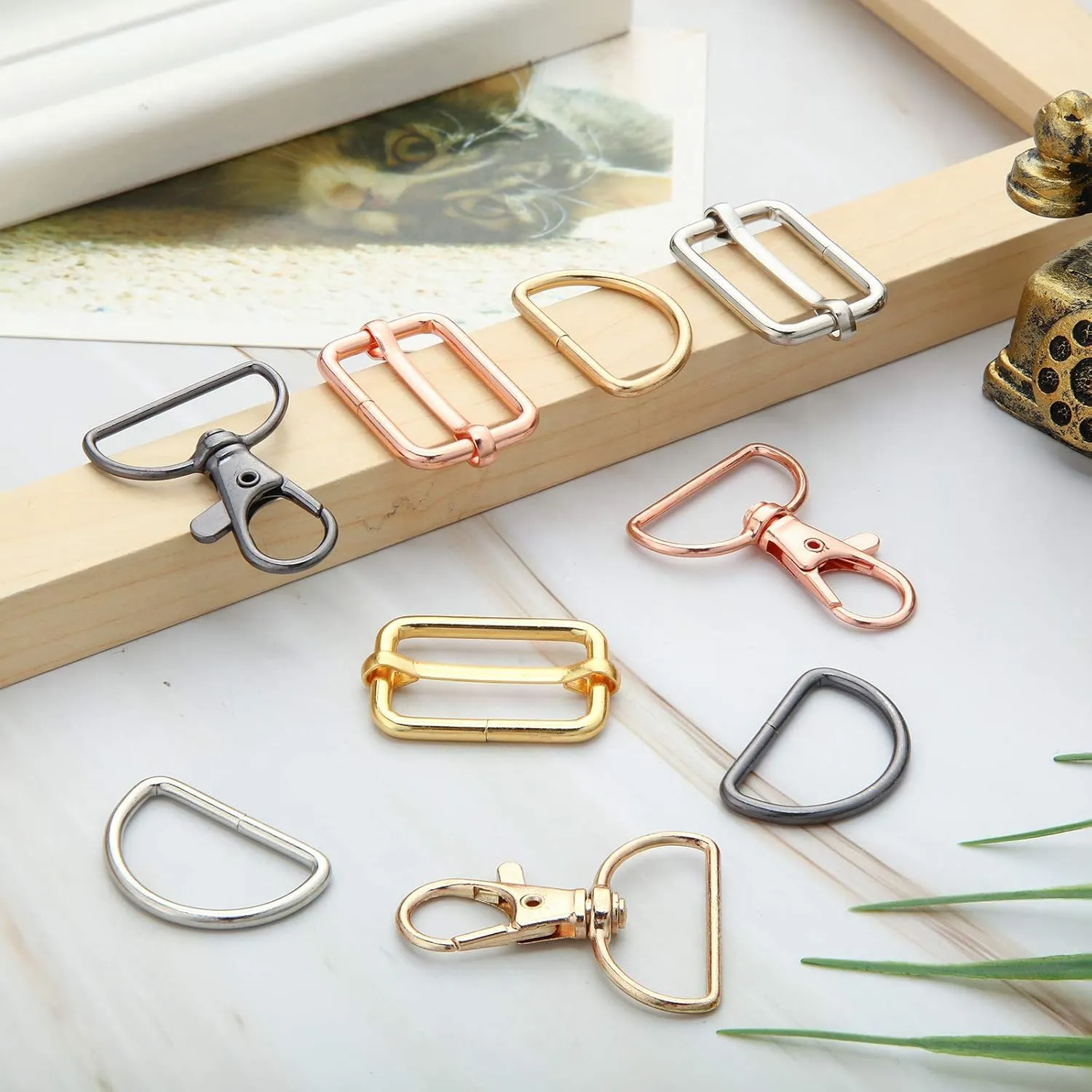 56 Pieces D rings for purse bag hardware purse hardware for bag making buckles craft (Mixed Color,30 mm)