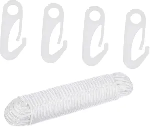 5Pcs Outdoor Flagpole Buckle with Rope and White Snap Hooks for Easy Flag Attachment and Secure Use