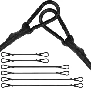 6 Piece Bungee Cords with Hooks - Heavy Duty Outdoor Bungee Cord Includes 12", 24", 32", Extra Strong Carabiner Bungee Cord with Metal Hook for Camping, Tarps, Bike Rack, Tent, Car