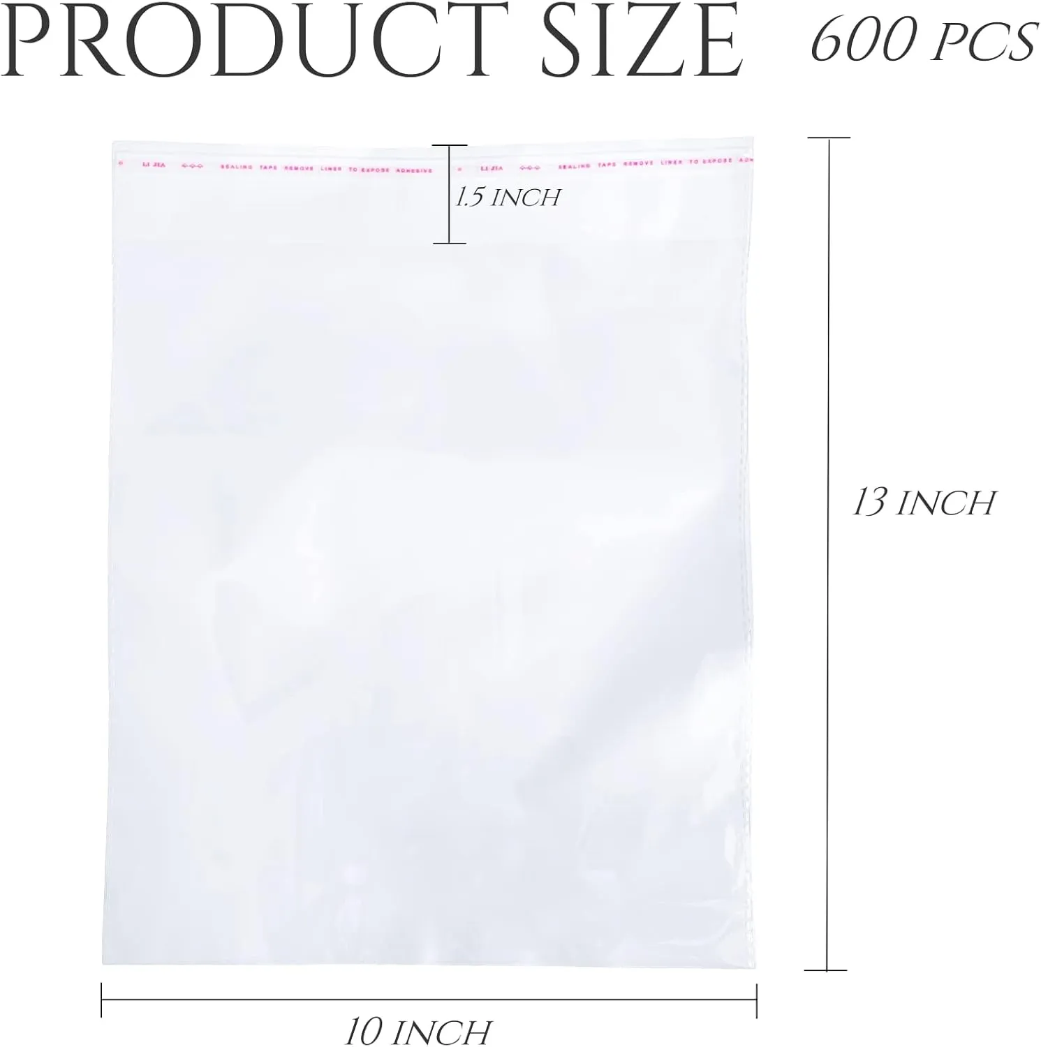 600 Pcs Resealable Self Sealing Cellophane Bag for Round Self Adhesive for T Shirts Clothing Retail Storage Bag (10 x 13 Inch)