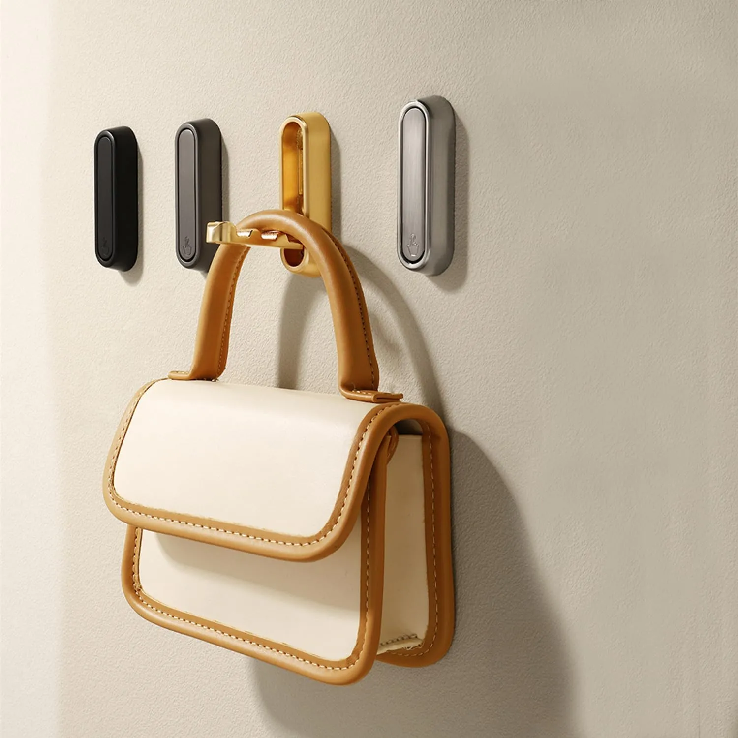 6PCS Foldable Invisible Hook Zinc Alloy Bathroom Wall Hook Retractable for Closet Scarf Hat Robe Key Purse Bag Folding Hooks Minimalist Style (Gold)