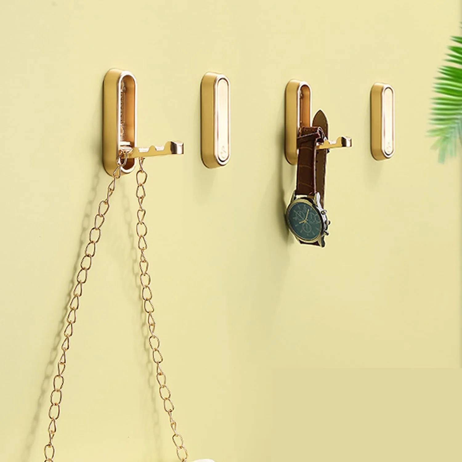 6PCS Foldable Invisible Hook Zinc Alloy Bathroom Wall Hook Retractable for Closet Scarf Hat Robe Key Purse Bag Folding Hooks Minimalist Style (Gold)